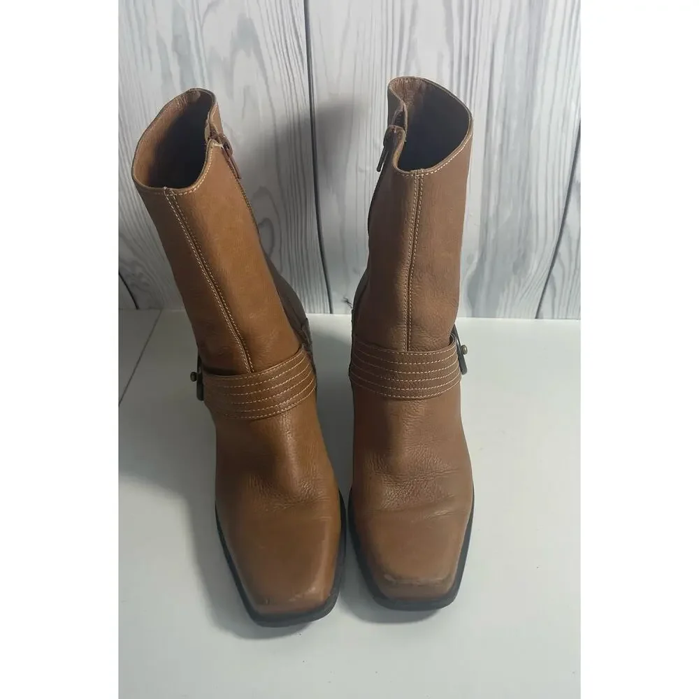 Vintage Etienne Aigner Square Toe Leather Jumper Boots Size 6.5